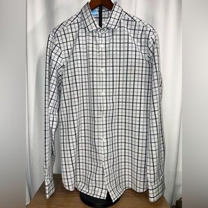 Mizzen+Main Blue White Check Performance Shirt Trim Fit Large Mens